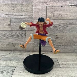 One Piece Luffy Action Figure with Red Jacket and Orange Shorts